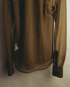 -SPECIAL- “Dries Van Noten” 20’s Sheer brown tailored long sleeve shirt