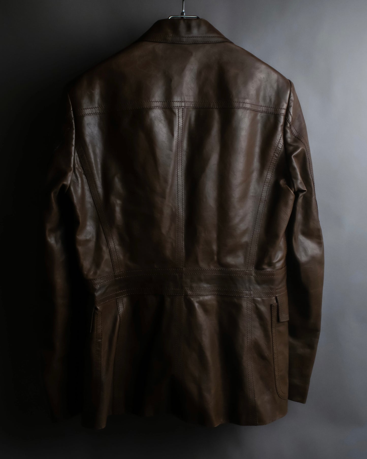 "GUCCI" Oversized calf leather tailored jacket