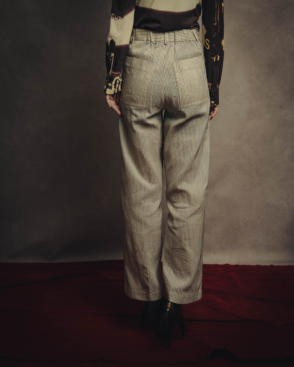 -SPECIAL- “Christian Dior” 20’s silk cotton striped straight trousers