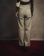 -SPECIAL- “Christian Dior” 20’s silk cotton striped straight trousers