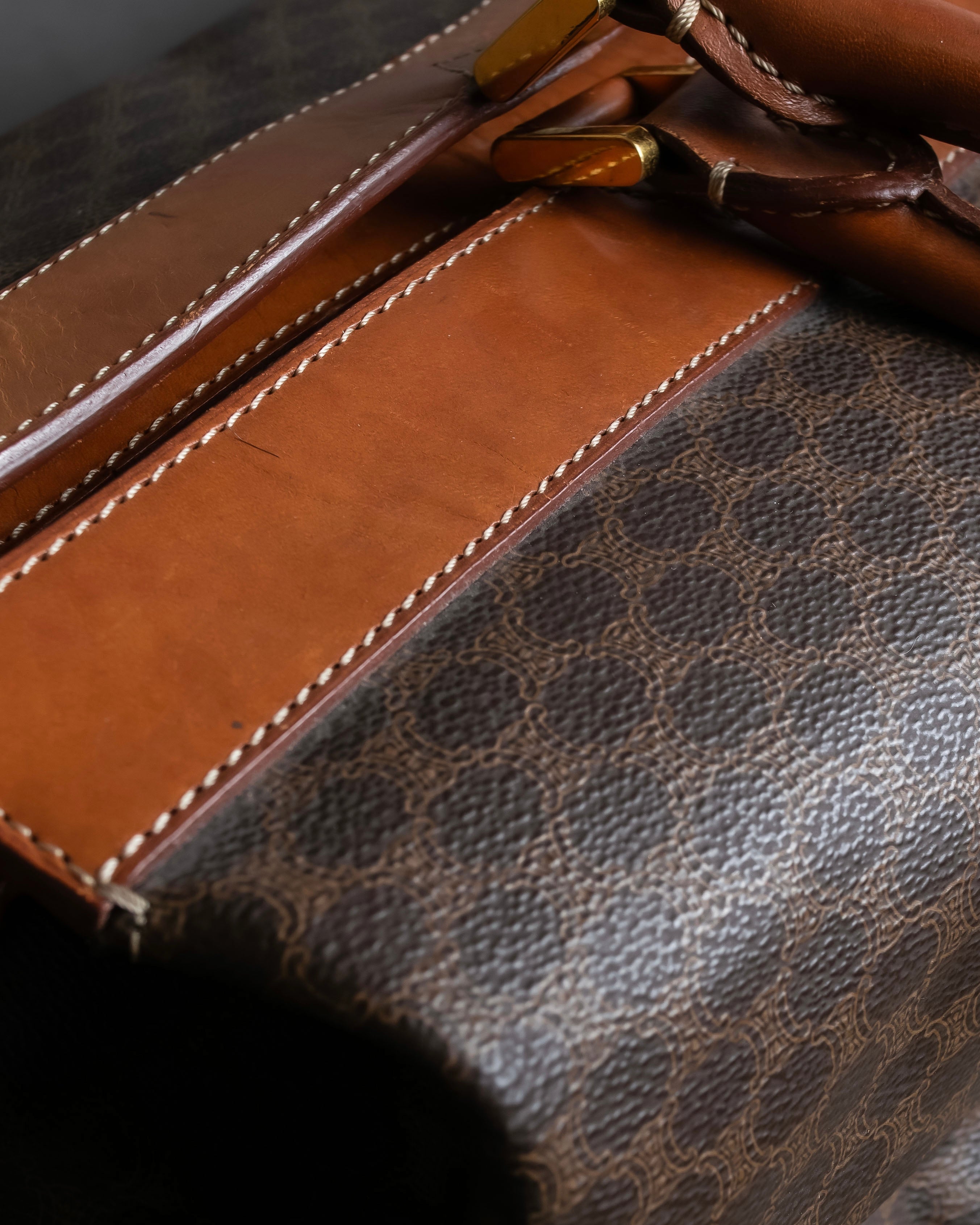 "CELINE" Macadam pattern leather combination boston bag