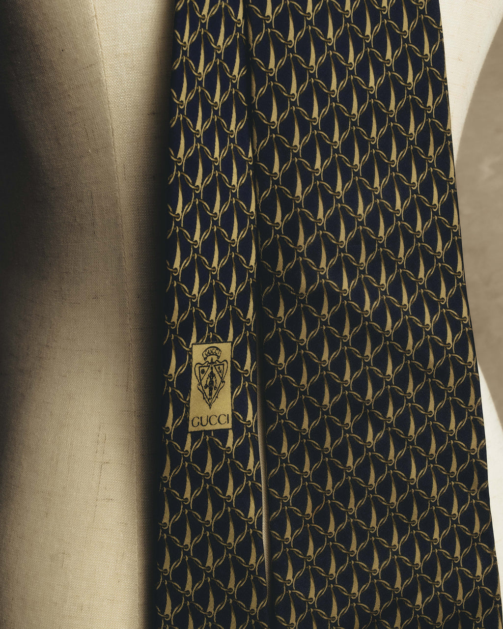 "GUCCI" 80's Nautical patterned silk necktie