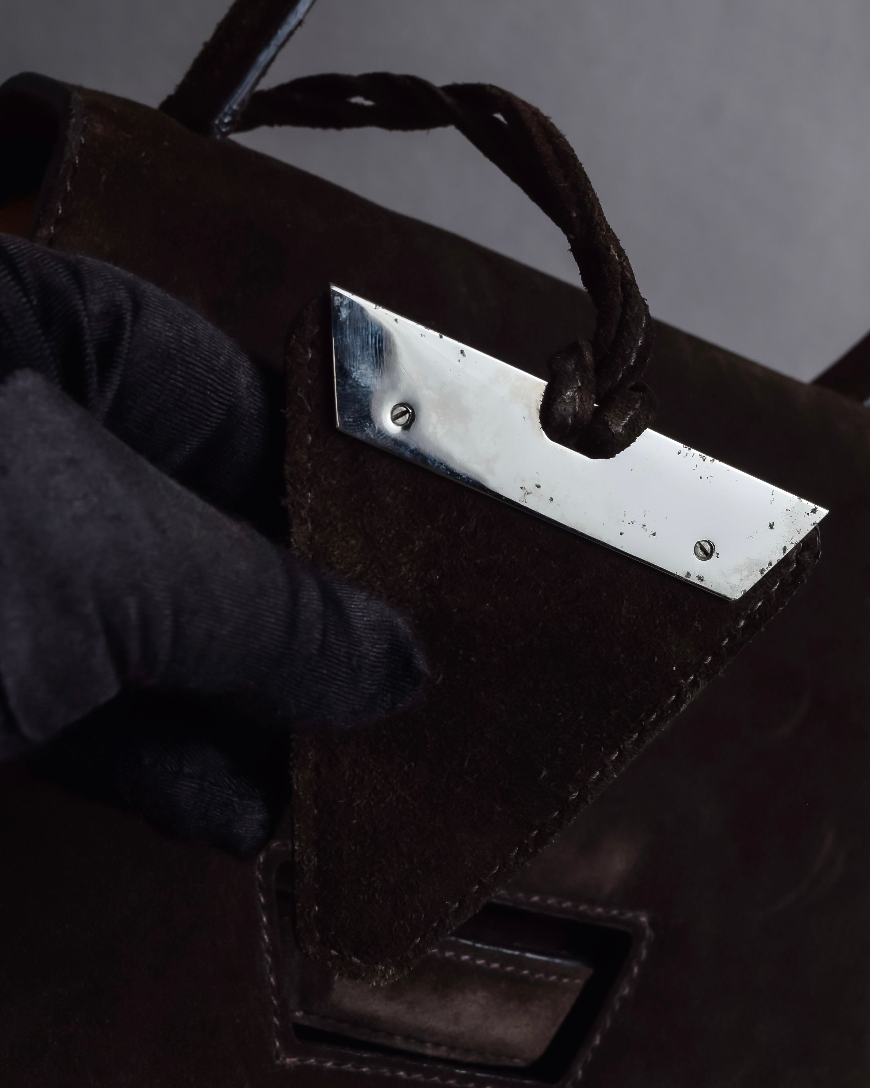 "LOEWE" Textured suede panel barcelona shoulder bag