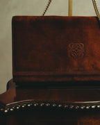 -SPECIAL- “LOEWE” 80’s-90’s embossed anagram suede shoulder bag