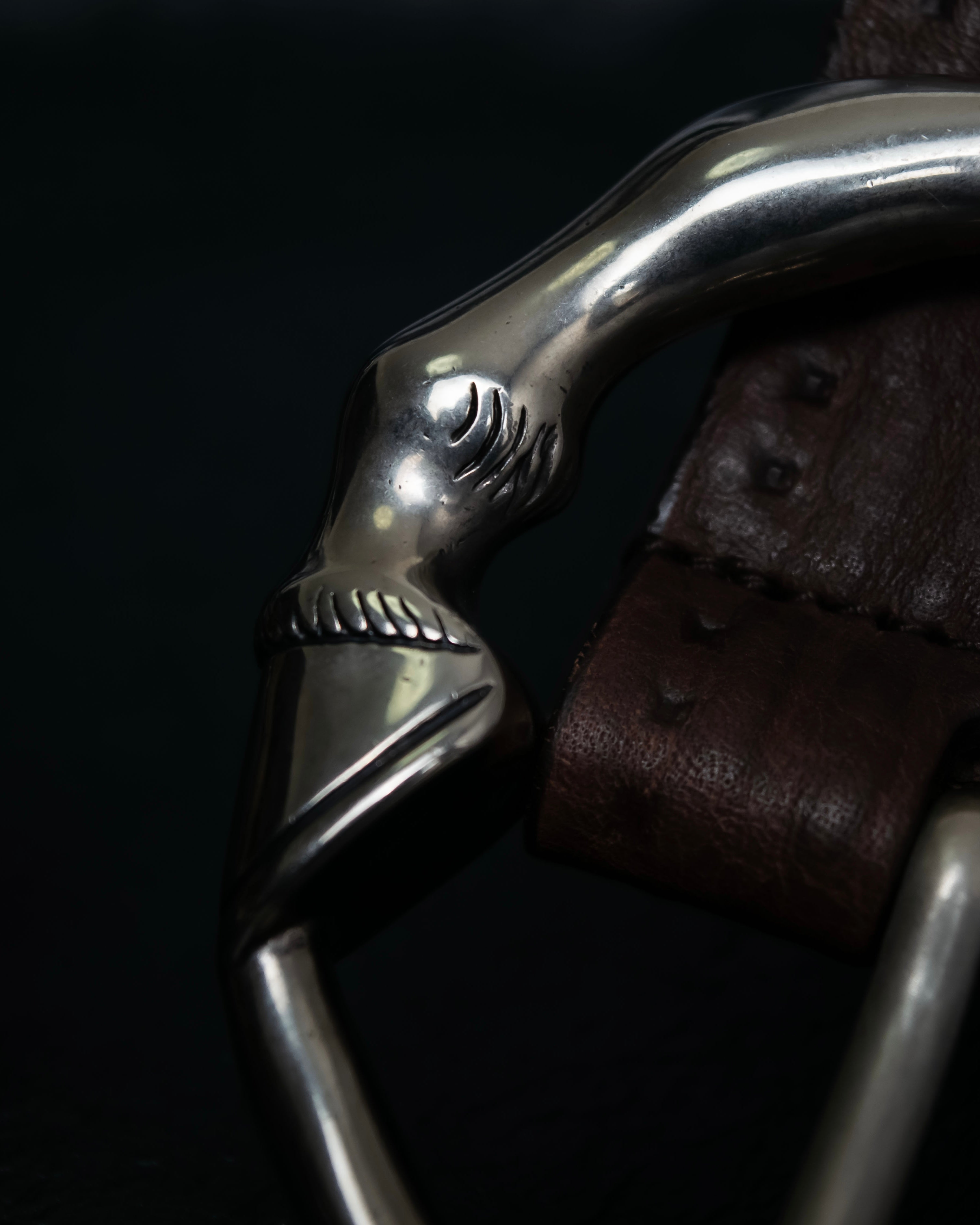 "GUCCI" Horse's foot motif antique style ring belt