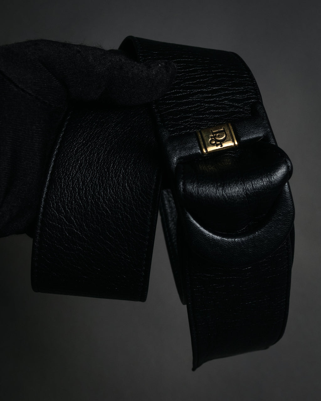“Christian Dior” 80’s-90’s Leather-wrapped buckle wide belt