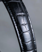 "YVES SAINT LAURENT" Braided stitch design crocodile embossed leather one-handle bag