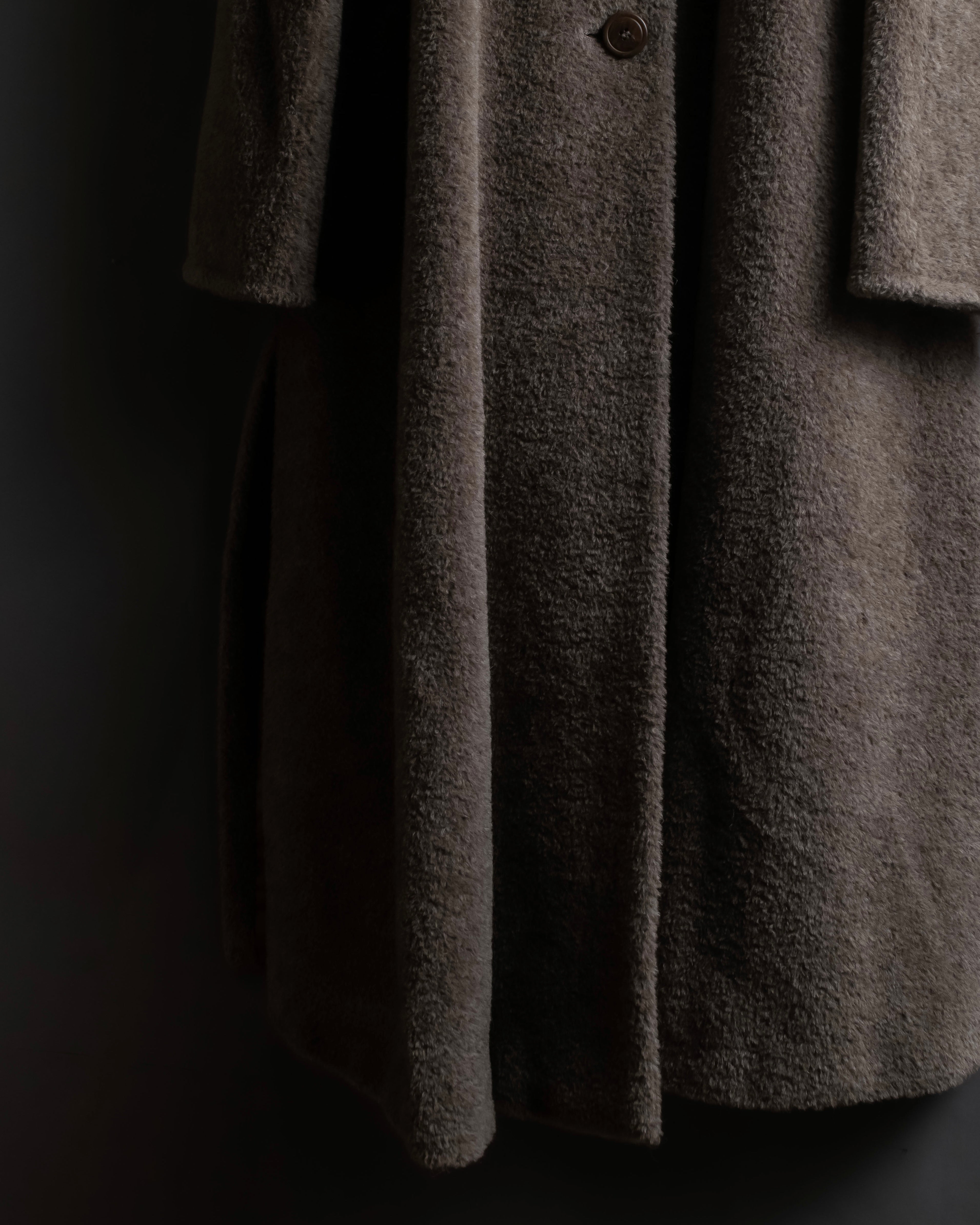"Max Mara" Alpaca mix brown stand collar long coat