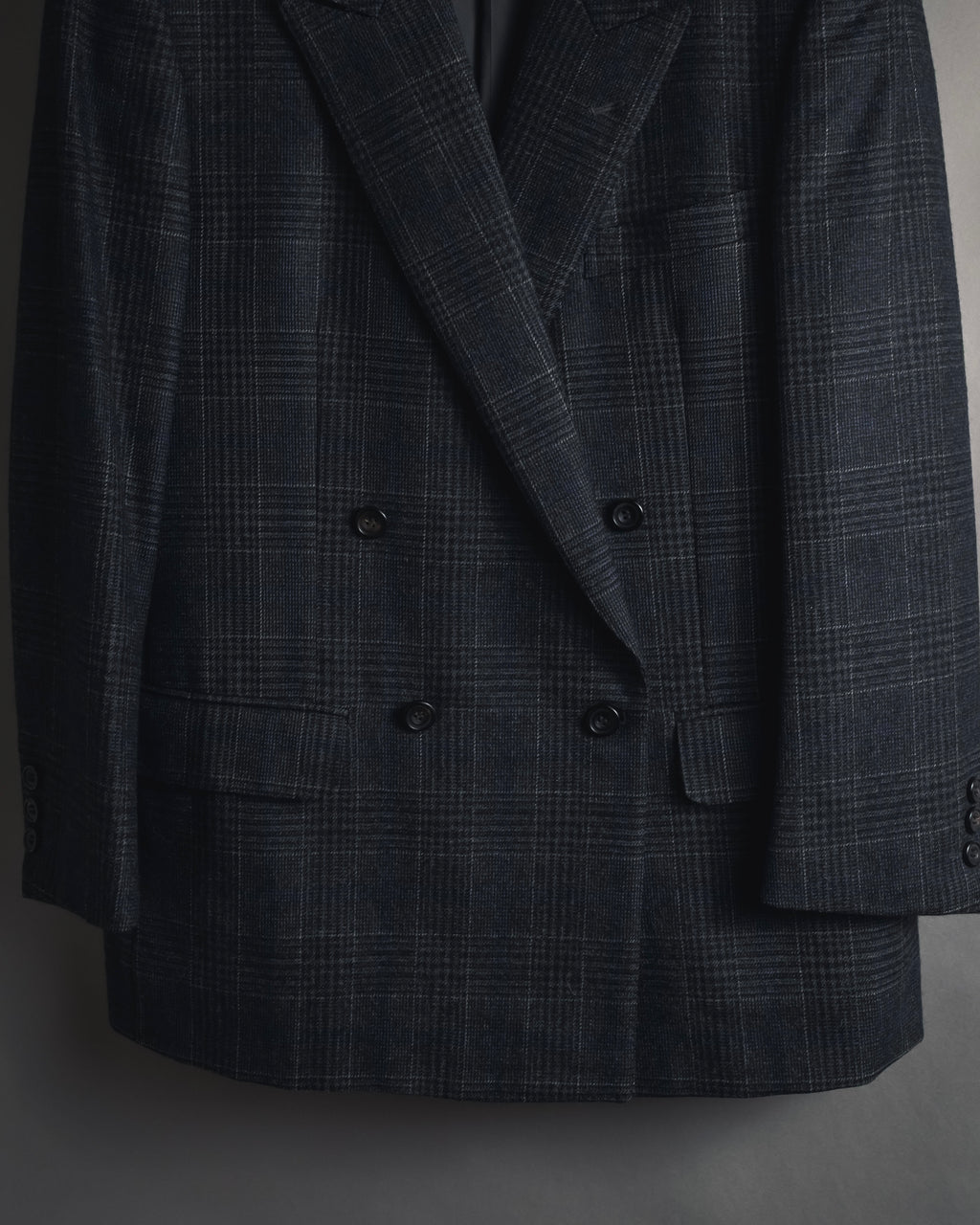 "BALENCIAGA" 90’s Cashmere blend glen check double-breasted blazer