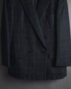 "BALENCIAGA" 90’s Cashmere blend glen check double-breasted blazer