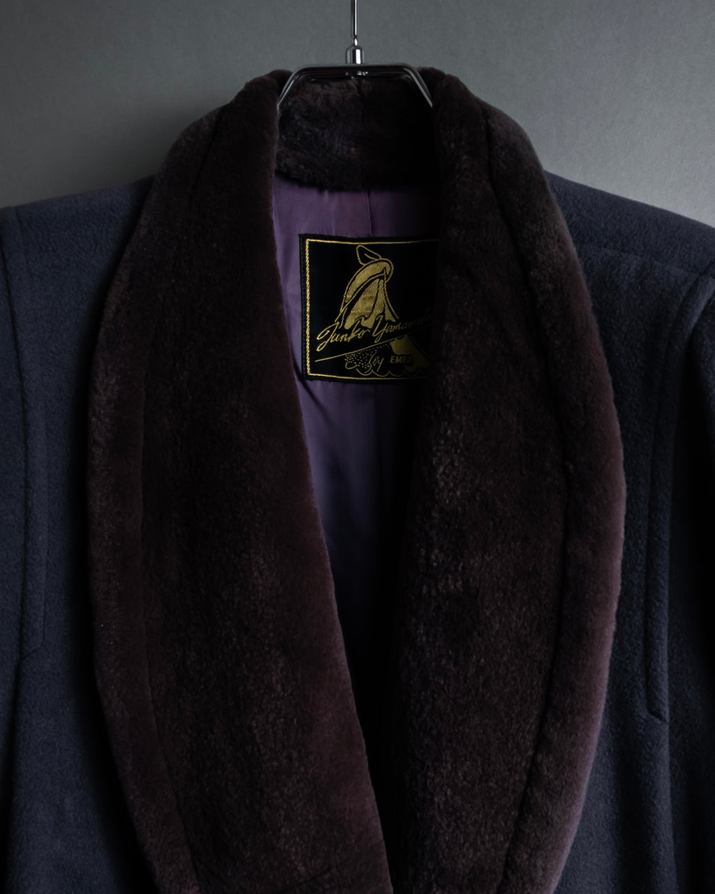"Junko Yamamoto" Fur-trimmed design long cashmere blend coat