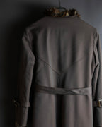 "HIROKI" Real fur lined maxi length belted coat
