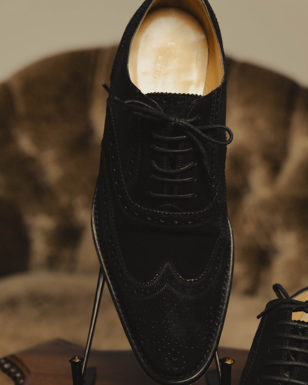 "DOLCE & GABBANA" 00's-10's Black suede wingtip oxford shoes