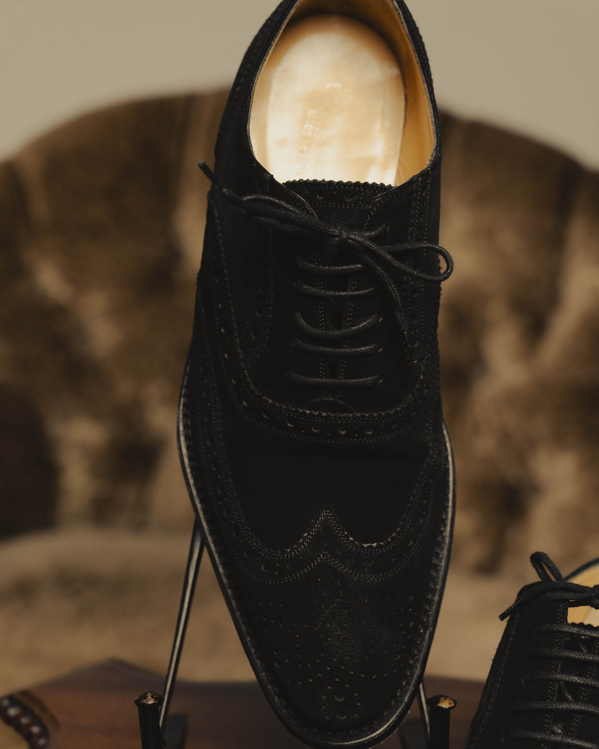 "DOLCE & GABBANA" 00's-10's Black suede wingtip oxford shoes