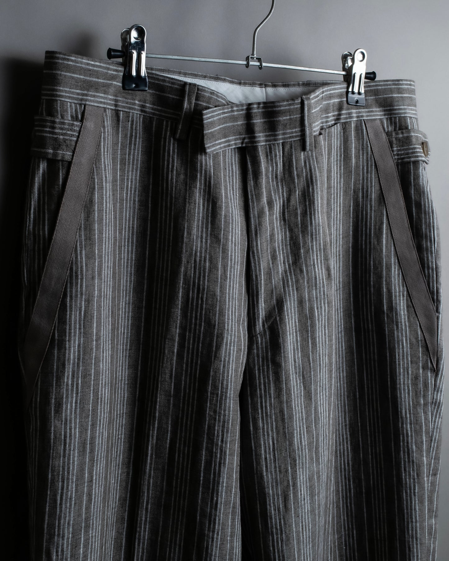 "HERMES" Multi stripe pattern wide tapered slacks