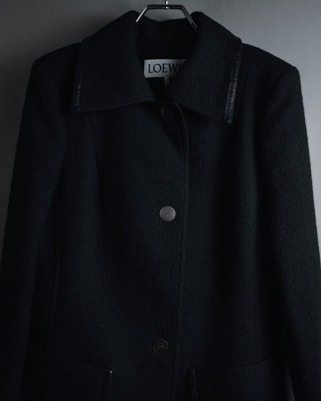 –SPECIALS– "LOEWE" 2017-2018 Minimal a-line calfskin piping coat