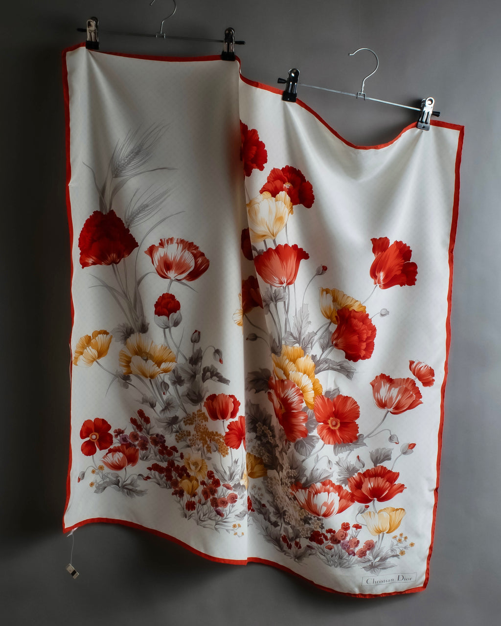 "Christian Dior" Various floral silk scarf