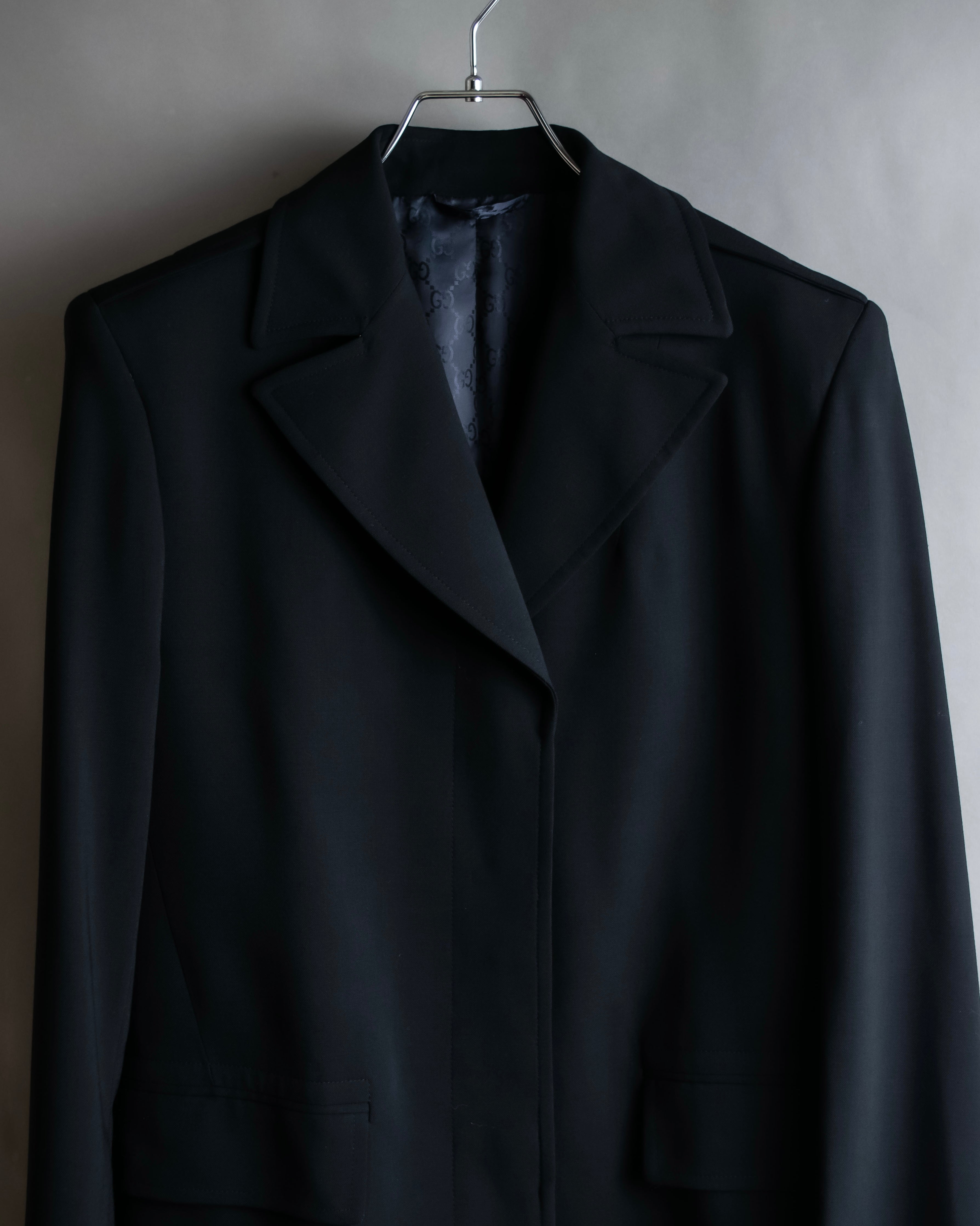 "GUCCI" 90's Beautiful draping fly-front tailored jacket