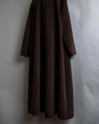 "BURBERRYS" Fly front deep brown soutien collar super long coat