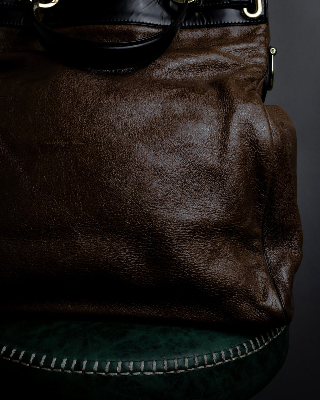 "BALENCIAGA" Gold turn lock design leather combination bag