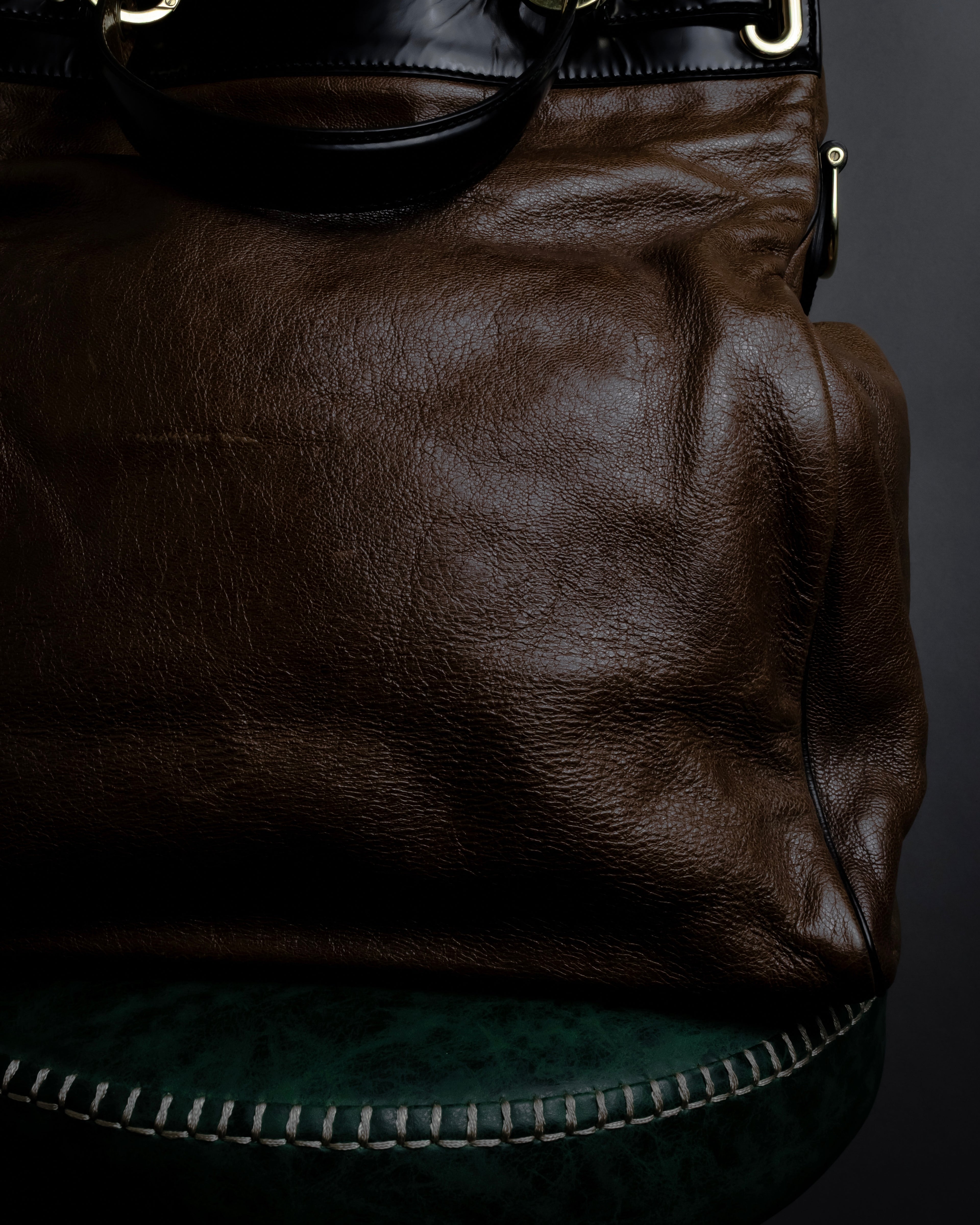 "BALENCIAGA" Gold turn lock design leather combination bag