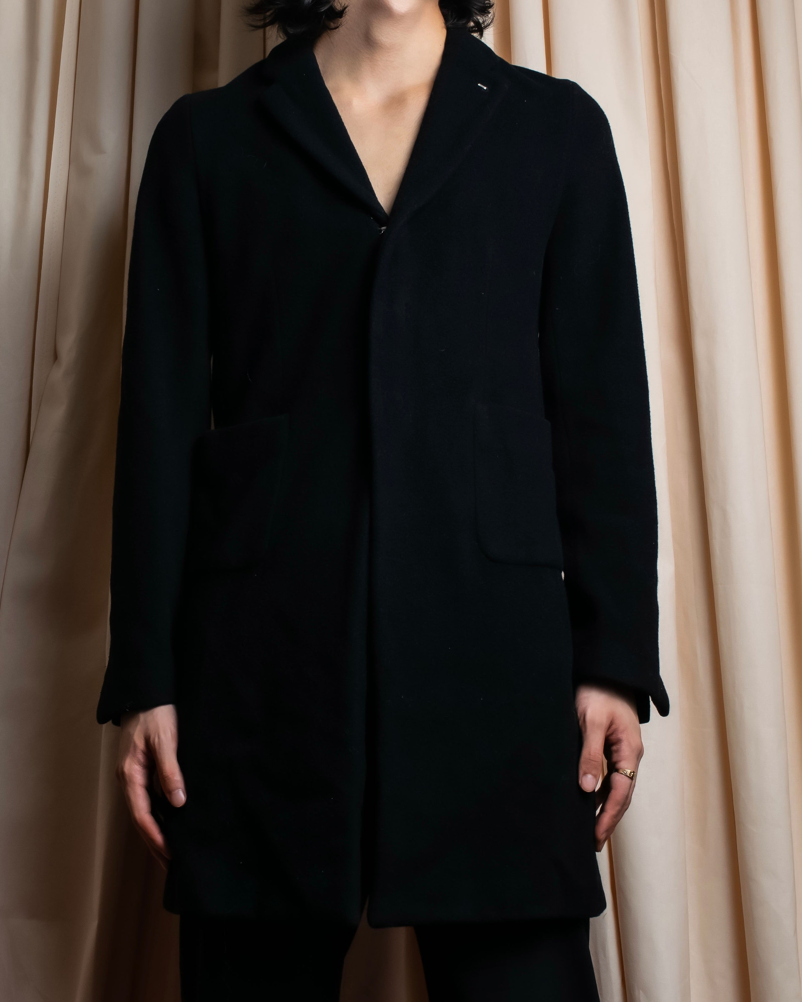 "COMME des GARCONS" Hook design wool blend chesterfield coat