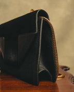-SPECIAL- "Saint Laurent" 2013-2017 Betty suede and leather geometric flap chain shoulder bag