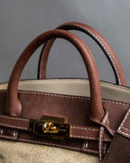 "ADMJ" Leather &amp; canvas combination 2way shoulder bag