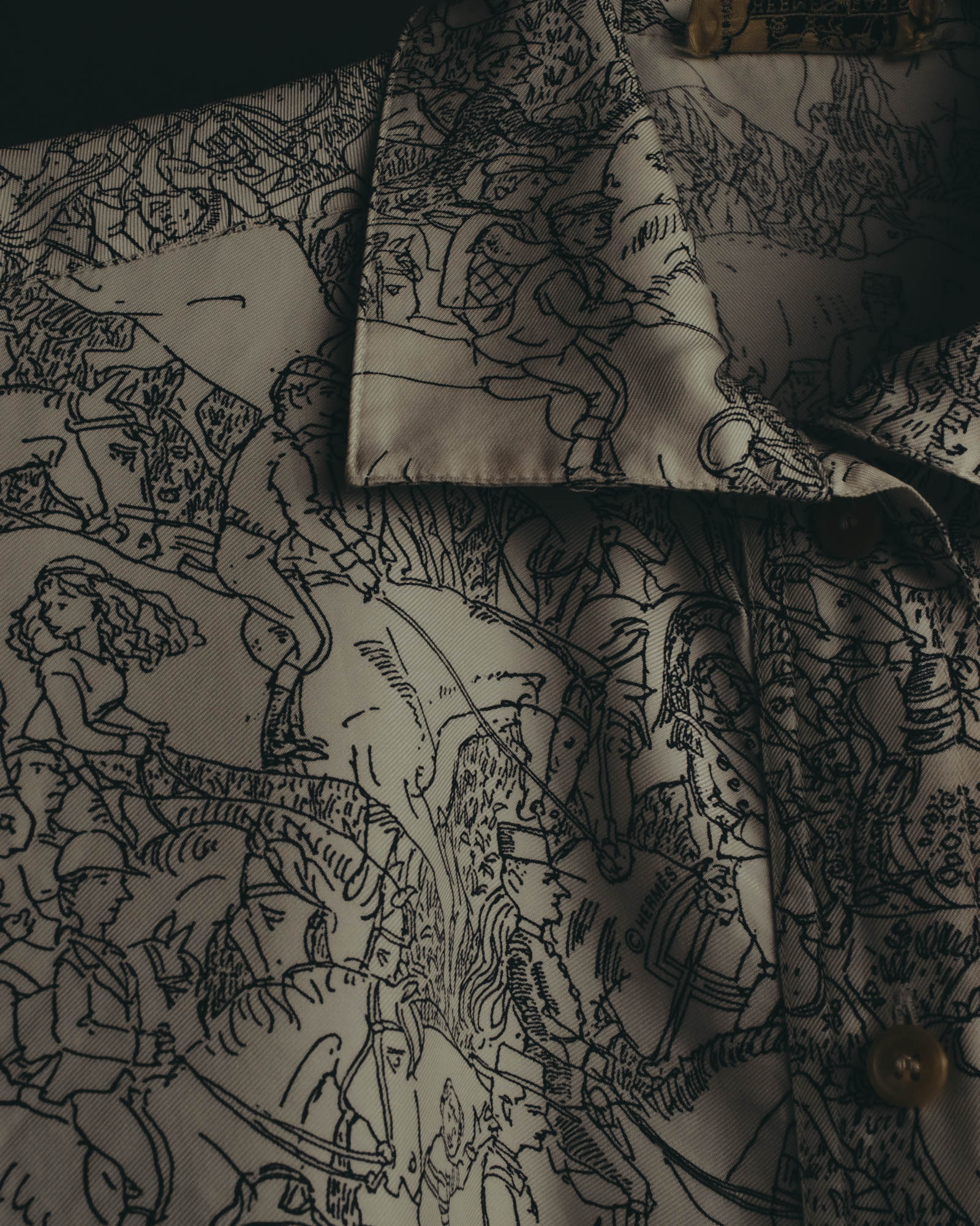 "Hermès" 70's-80's Scarf print shirt