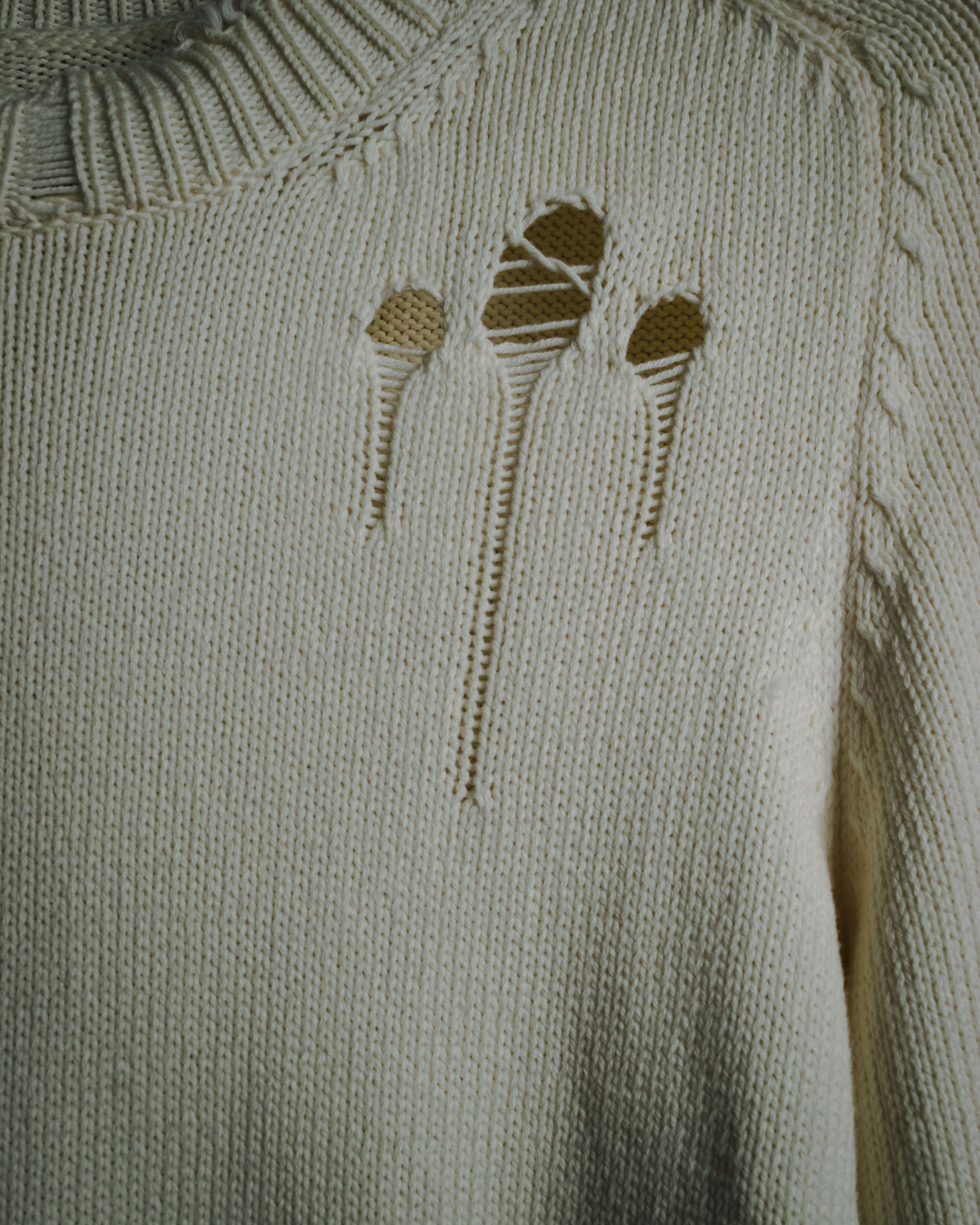 "Maison Margiela" 2022SS Destroyed rib-knit sweater