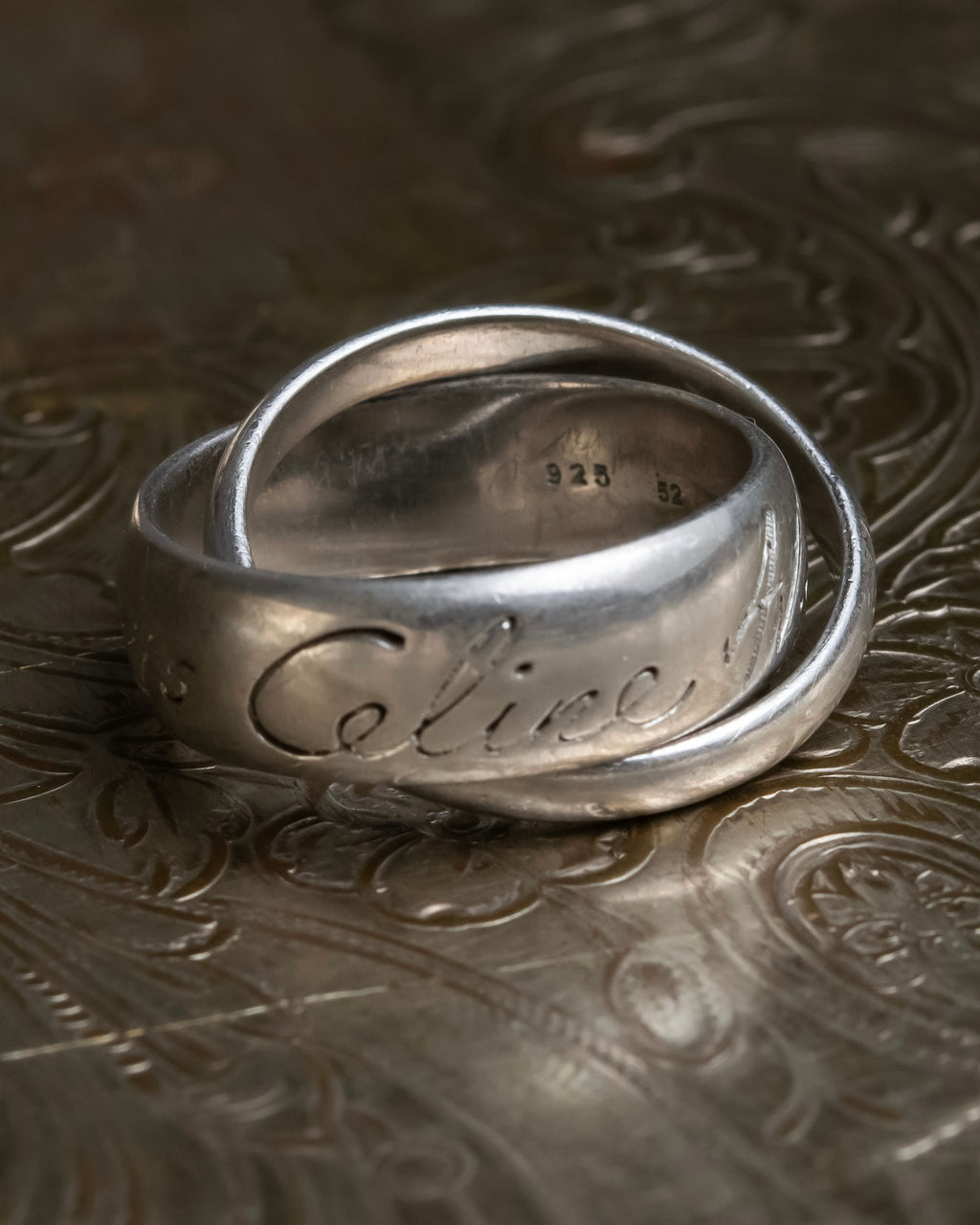 “Celine” Silver 925 engraved double ring