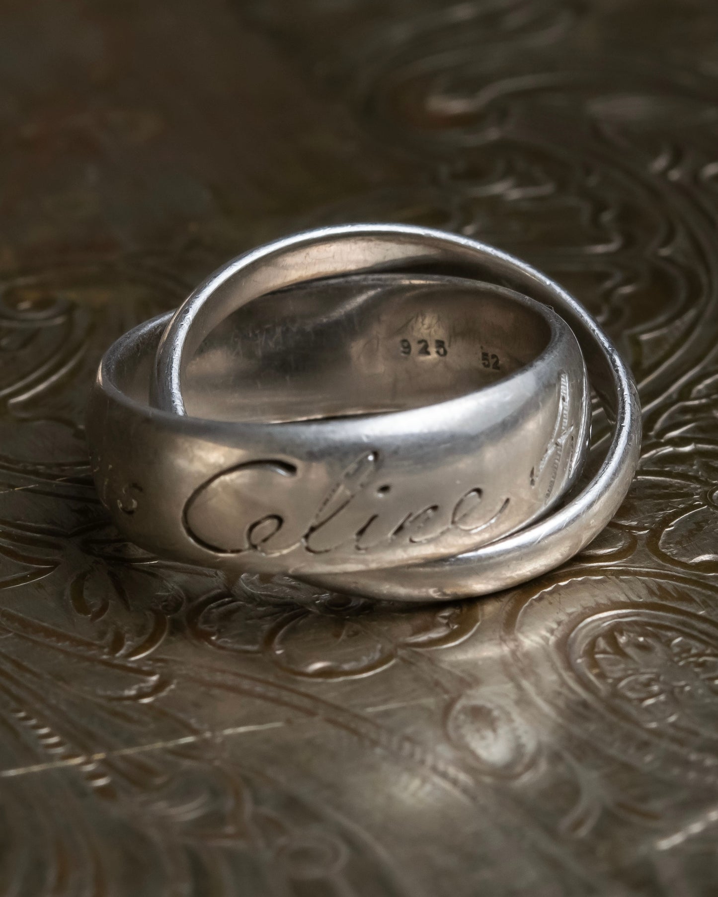 “Celine” Silver 925 engraved double ring