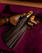 "GUCCI" Bamboo motif leather fringe charm