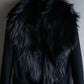 "DIANE VON FURSTENBERG" Fur docking design belted long coat