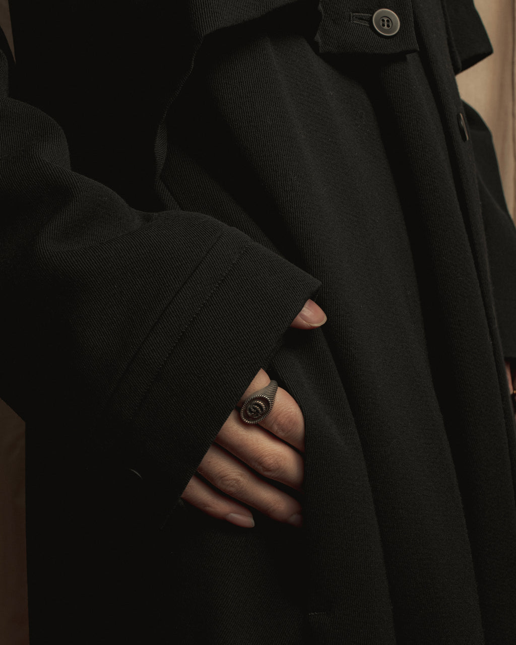 -SPECIAL- "Y's" 15AW Cape design panel oversized stand collar coat