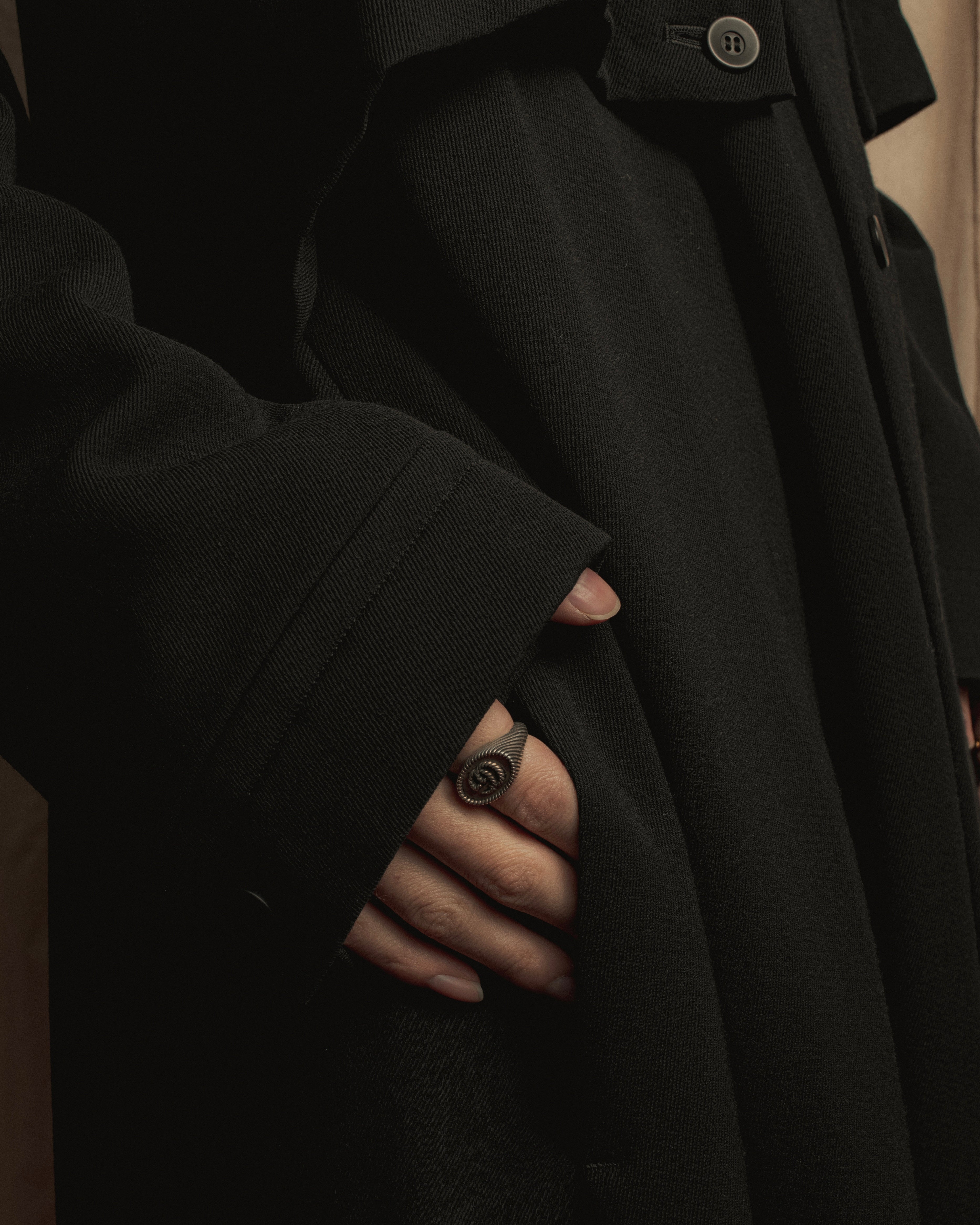 -SPECIAL- "Y's" 15AW Cape design panel oversized stand collar coat