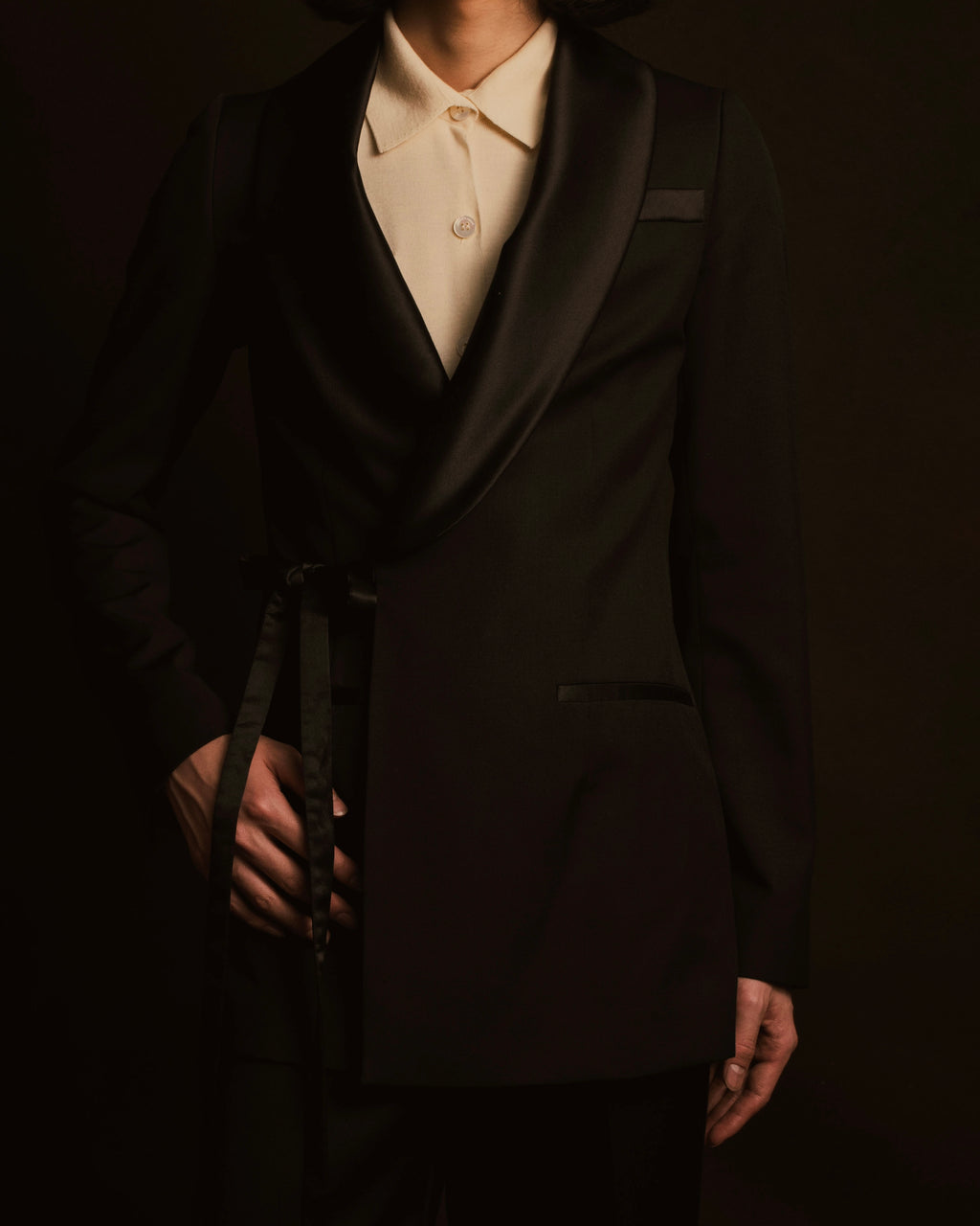 –SPECIAL– "LOEWE"2010’s-20’s wrap-front shawl collar tuxedo jacket