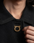 "Salvatore Ferragamo" 90's-00's Gancini motif design box silhouette jacket