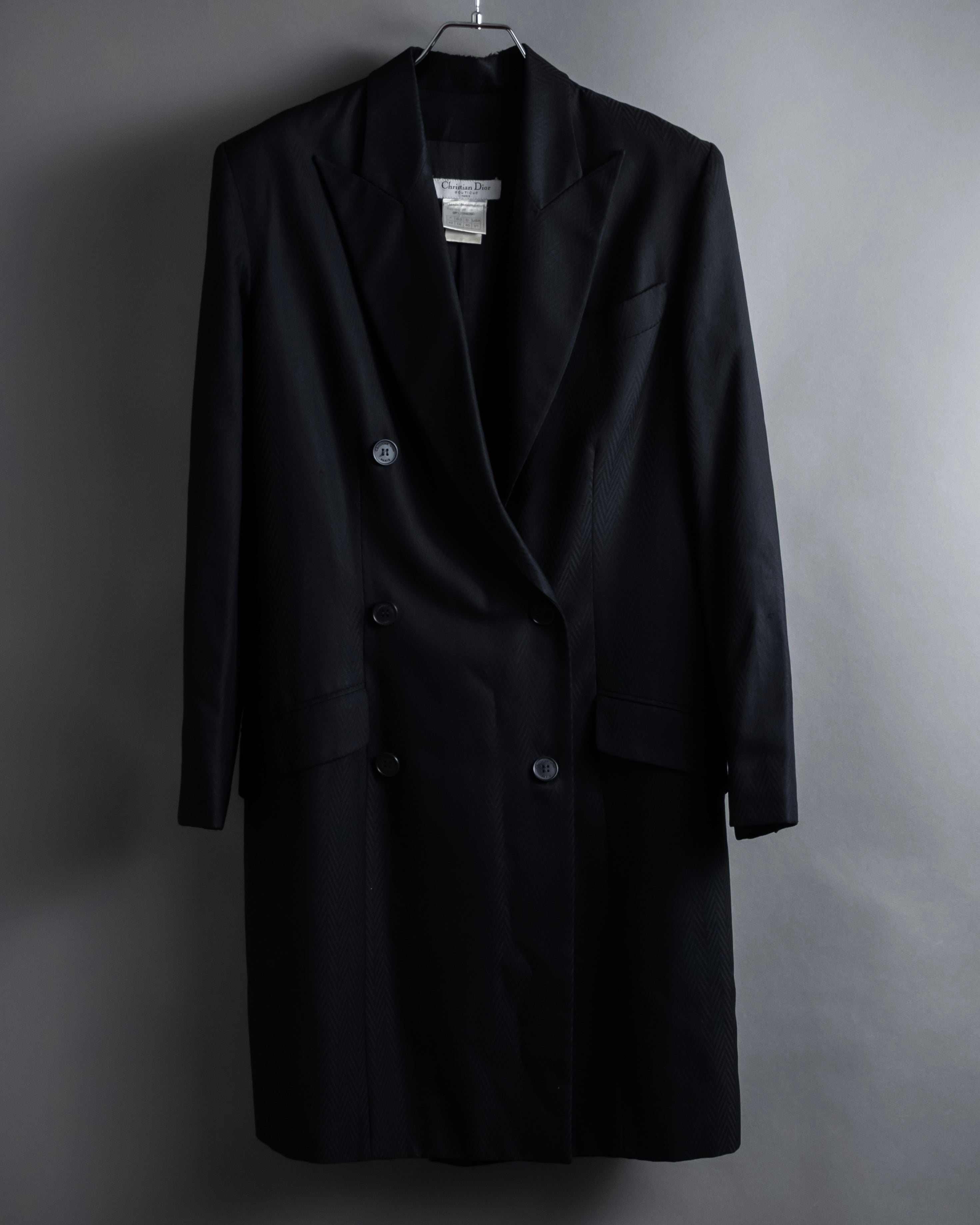 “Christian Dior” 90’s sculpted herringbone chester coat