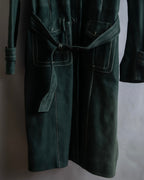 "PRADA" Stitching design suede belted coat