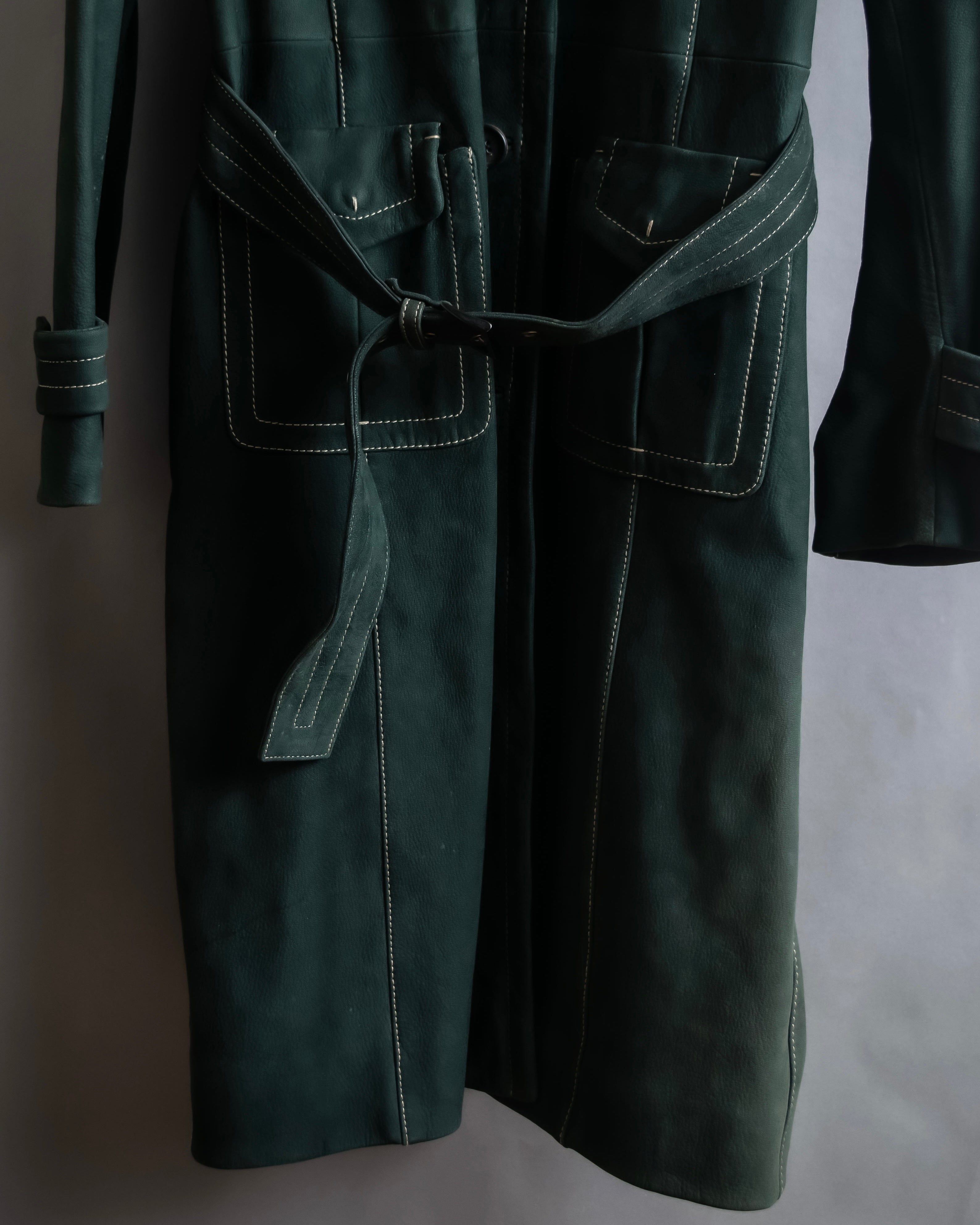 "PRADA" Stitching design suede belted coat