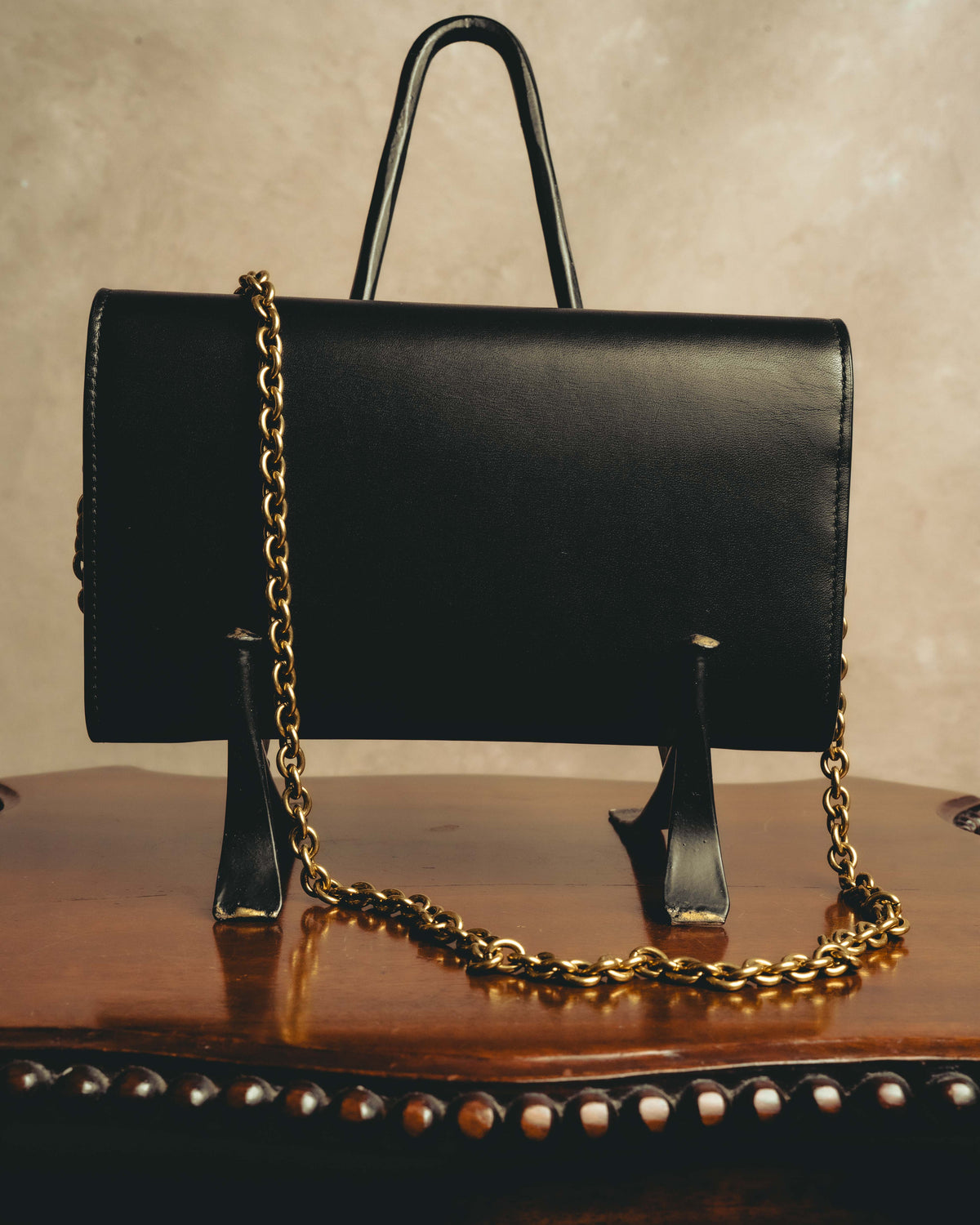 -SPECIAL- “Saint Laurent” 20’s Le Maillon smooth leather chain wallet