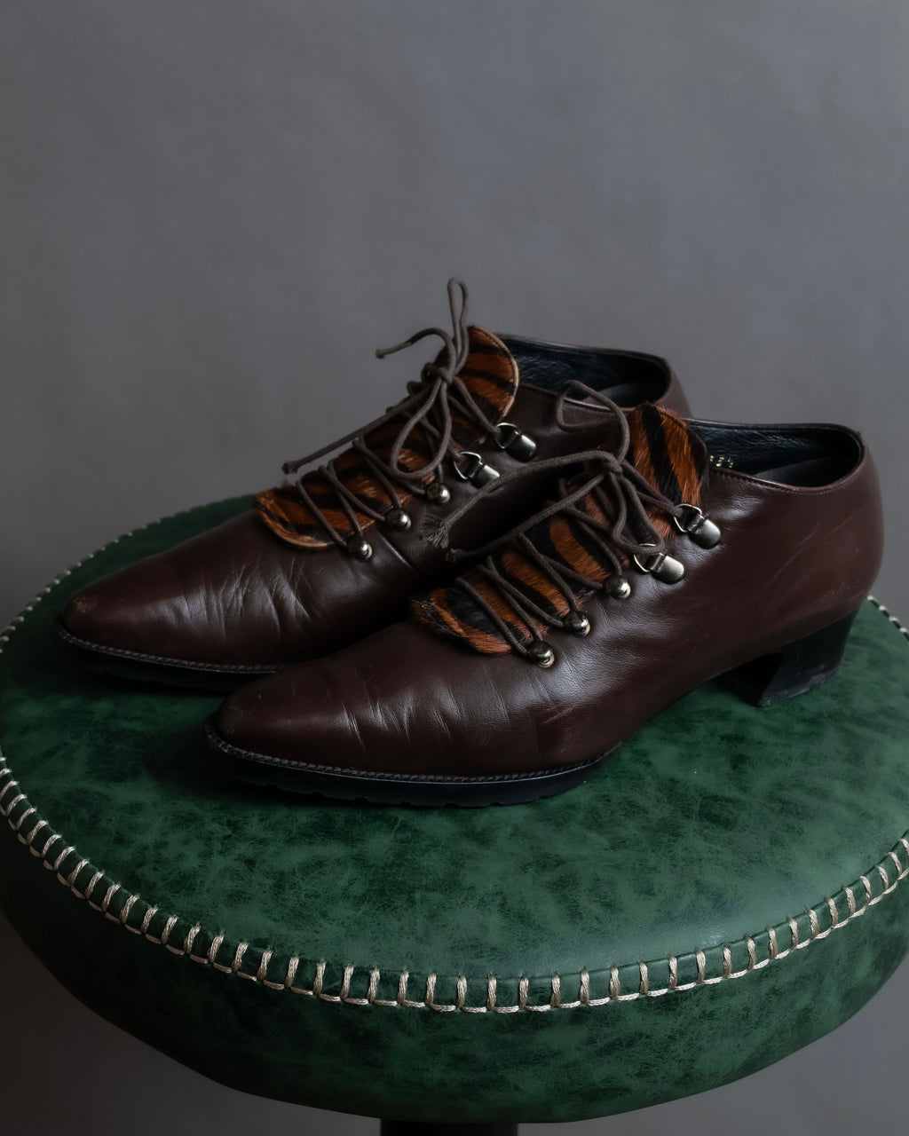 "Pinky&Dianne" Animal fur pattern lace-up heel shoes