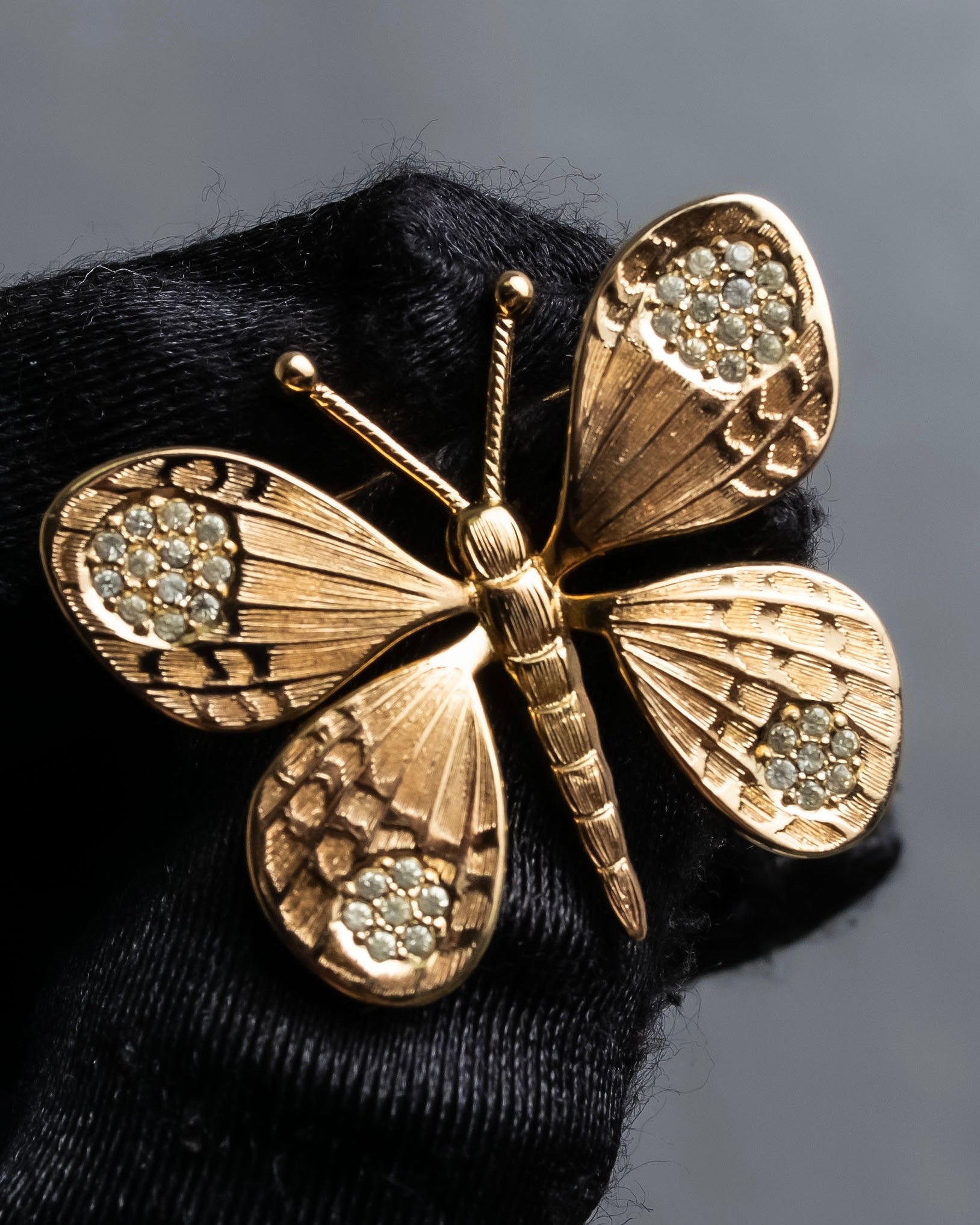 "Christian Dior" Butterfly motif gold brooch
