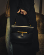 -SPECIAL- “HERMÈS” 60’s-70’s Palonnier black leather structured shoulder bag