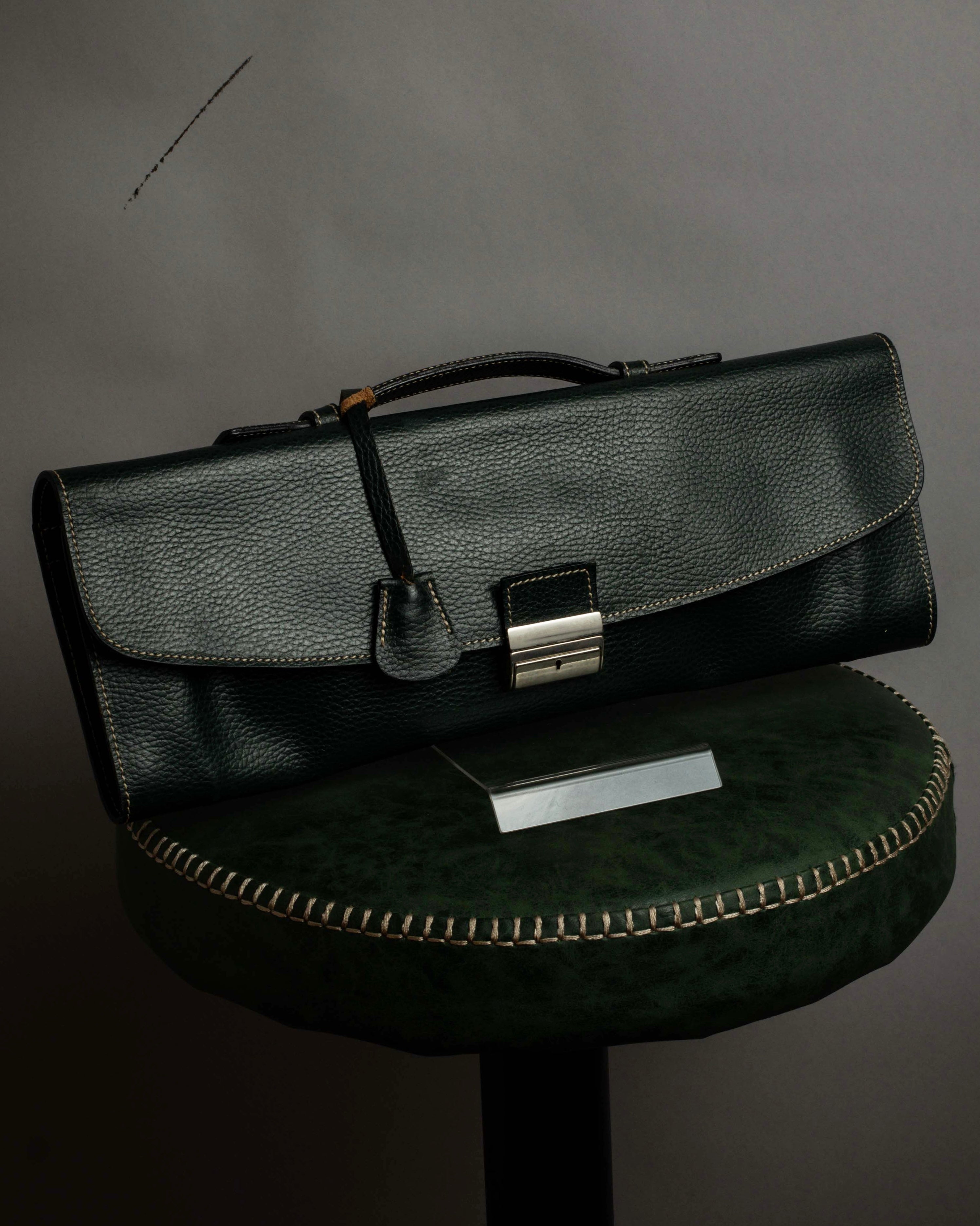 "E. MARINELLA Sottobraccio" Slide closure design 2way leather bag