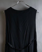 "LIMI feu" Knitted lace design belted sleeveless dress