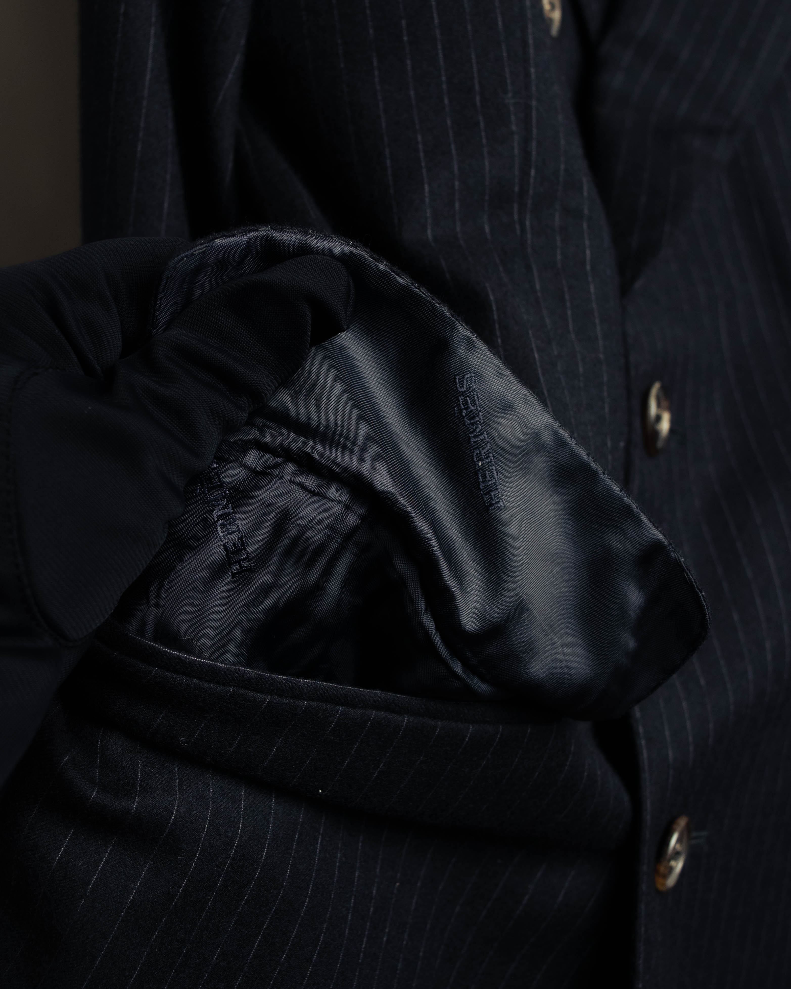 -SPECIAL- “Hermès” 80’s-90’s Super 120’s wool pinstripe double breasted setup