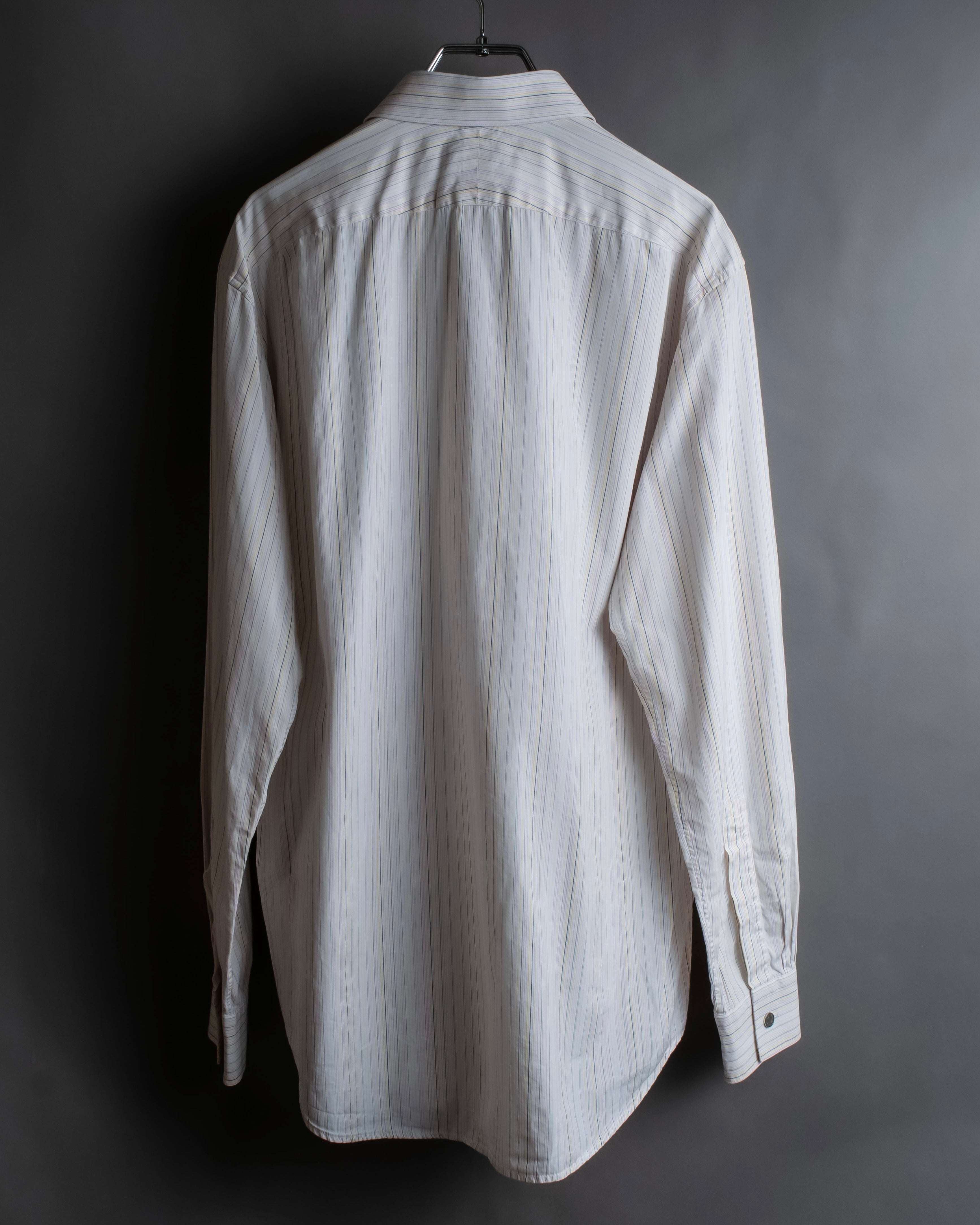 "HERMES" Multi-stripe pattern hand-sewn nuance cotton shirt