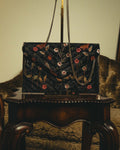 "VALENTINO" 80's-90's Ornately embroidered velvet chain shoulder bag